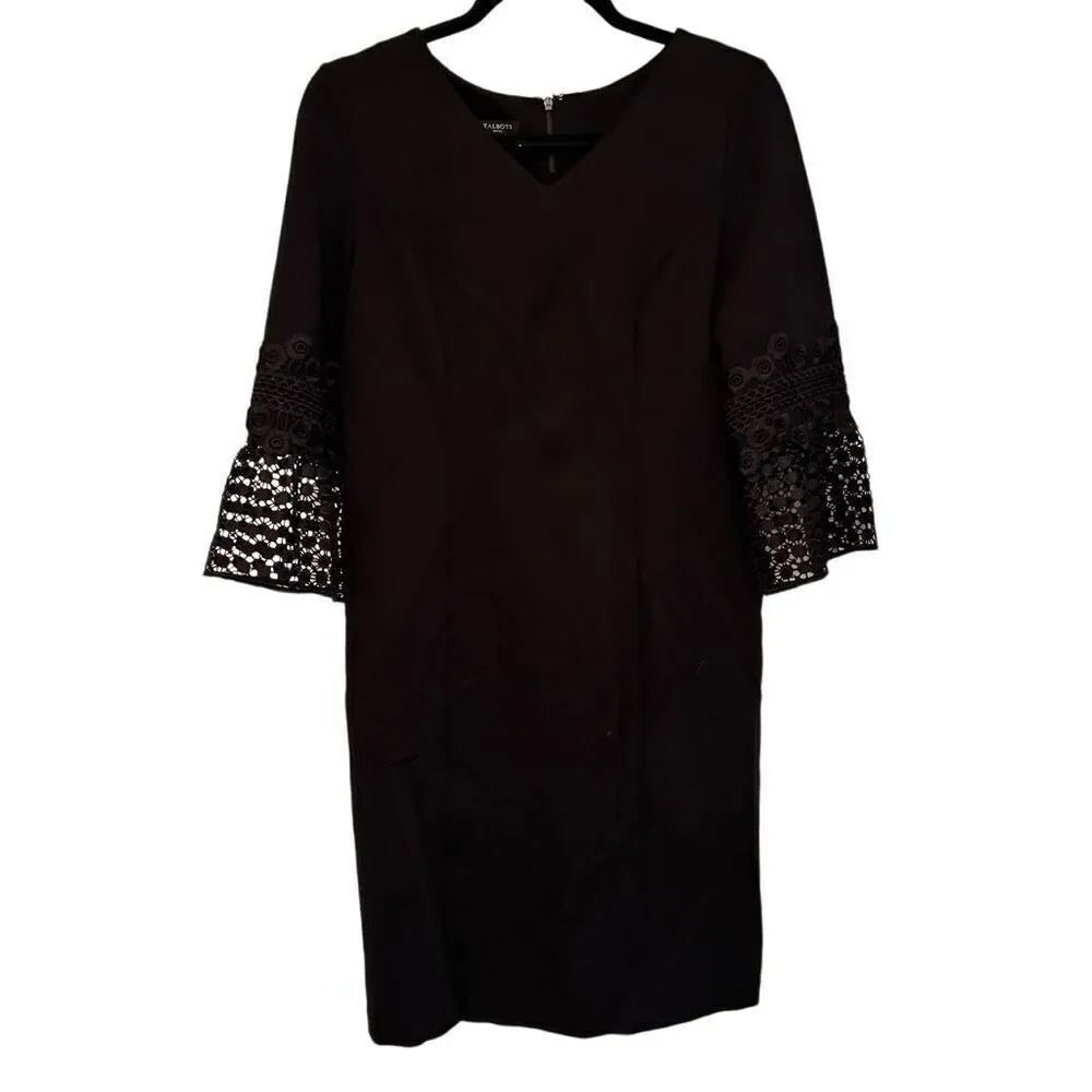 Talbots little black dress with longer short sleeves in lace- size 6p